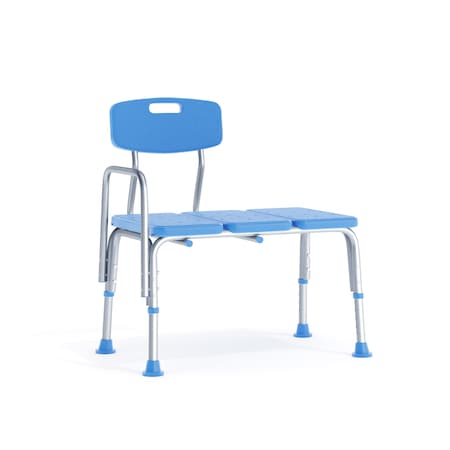 Flash Furniture HERCULES Bath & Shower Transfer Bench w/Height-Adjust Frame, Supportive Back, 300 lbs. Cap, Blue DC-HY3510L-BLU-GG
